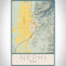 Nephi Utah Map Print Portrait Orientation in Woodblock Style With Shaded Background