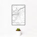 12x18 Nevada City California Map Print Portrait Orientation in Classic Style With Small Cactus Plant in White Planter