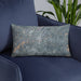 Custom Nevada City California Map Throw Pillow in Afternoon on Blue Colored Chair