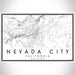 Nevada City California Map Print Landscape Orientation in Classic Style With Shaded Background