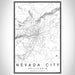 Nevada City California Map Print Portrait Orientation in Classic Style With Shaded Background