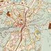 Nevada City California Map Print in Woodblock Style Zoomed In Close Up Showing Details