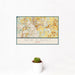 12x18 New Albany Ohio Map Print Landscape Orientation in Woodblock Style With Small Cactus Plant in White Planter