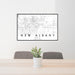 24x36 New Albany Ohio Map Print Landscape Orientation in Classic Style Behind 2 Chairs Table and Potted Plant