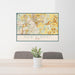 24x36 New Albany Ohio Map Print Landscape Orientation in Woodblock Style Behind 2 Chairs Table and Potted Plant