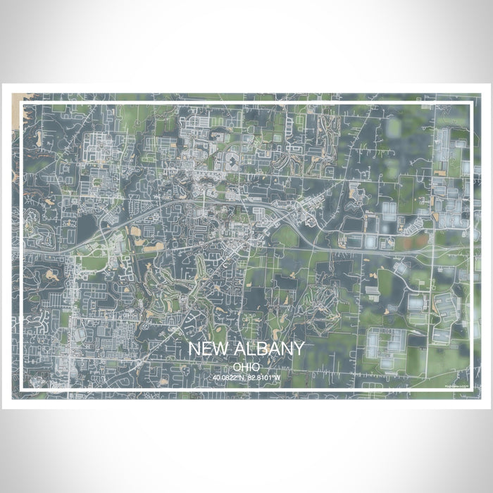 New Albany Ohio Map Print Landscape Orientation in Afternoon Style With Shaded Background