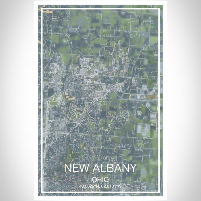 New Albany Ohio Map Print Portrait Orientation in Afternoon Style With Shaded Background