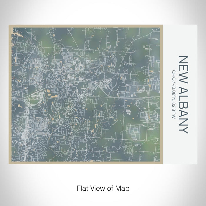 Rendered View of New Albany Ohio Map on 20oz Stainless Steel Insulated Bottle with Bamboo Top with printed afternoon style map