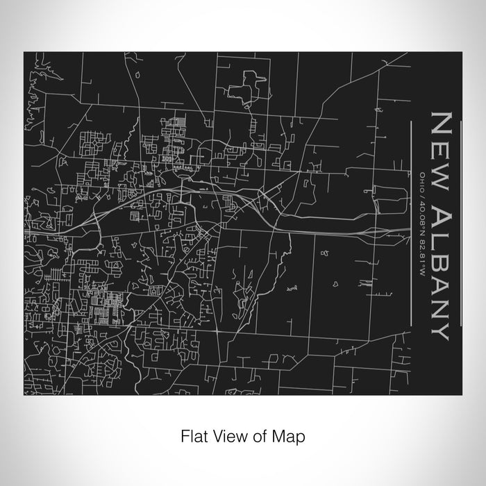 Rendered View of New Albany Ohio Map on 20oz Stainless Steel Insulated Bottle with Bamboo Top in Black