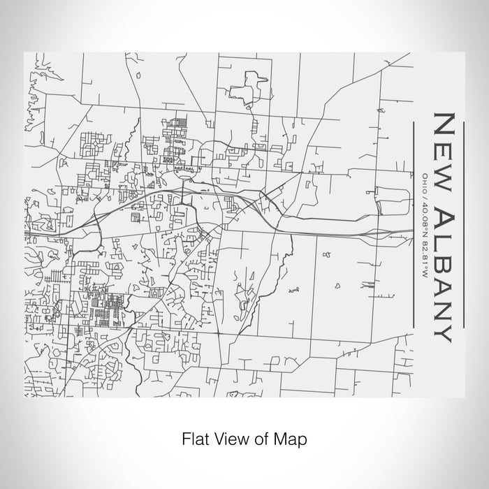 Rendered View of New Albany Ohio Map on 20oz Stainless Steel Insulated Bottle with Bamboo Top in White