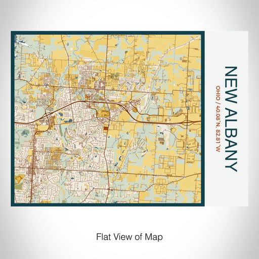 Rendered View of New Albany Ohio Map on 20oz Stainless Steel Insulated Bottle with Bamboo Top with printed woodblock style map