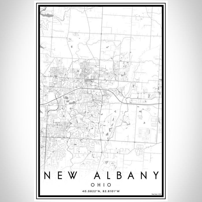 New Albany Ohio Map Print Portrait Orientation in Classic Style With Shaded Background