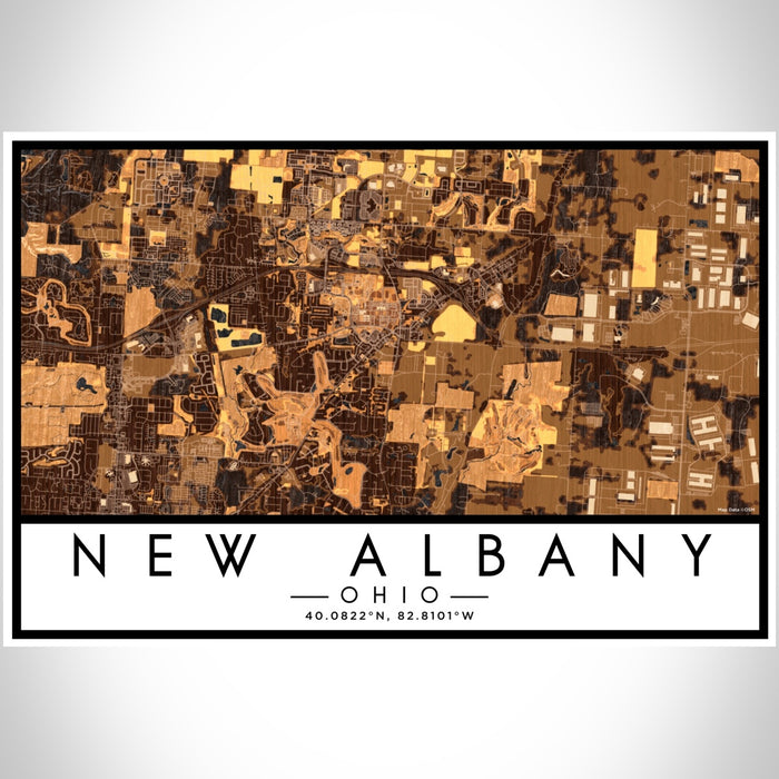 New Albany Ohio Map Print Landscape Orientation in Ember Style With Shaded Background