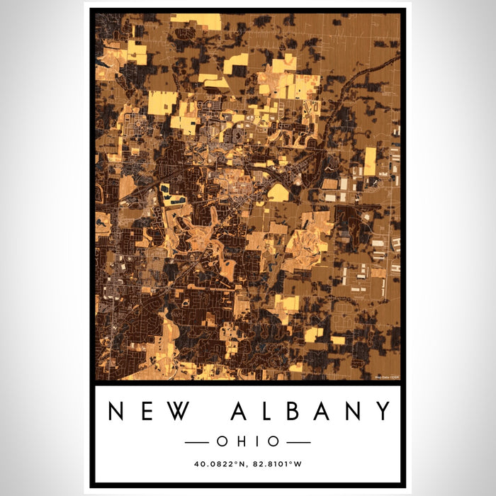 New Albany Ohio Map Print Portrait Orientation in Ember Style With Shaded Background