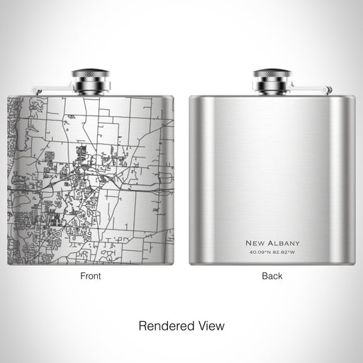 Rendered View of New Albany Ohio Map on 6oz Stainless Steel Flask