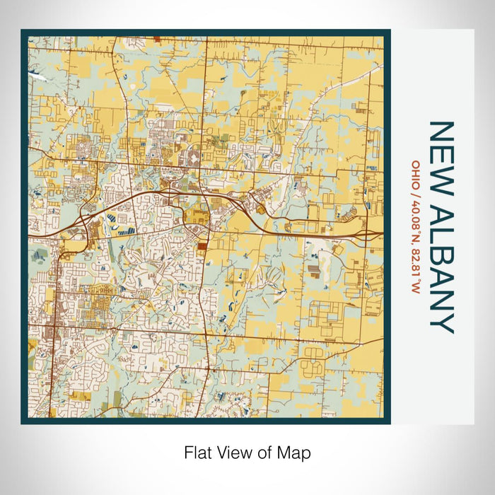 Rendered View of New Albany Ohio Map on 17oz Stainless Steel Insulated Tumbler in Woodblock Map Style