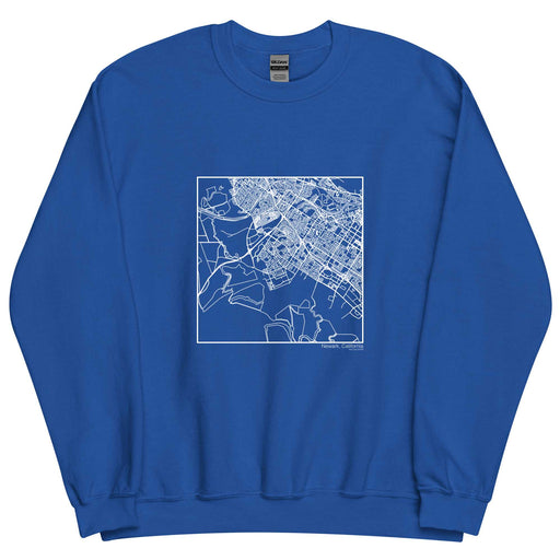 Newark California  Map Unisex Crewneck Sweater with City inscription in Royal Blue