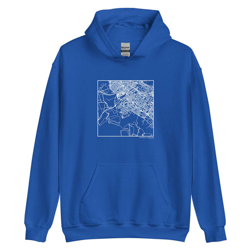 Newark California  Map Unisex Hoodie Sweater with City inscription in Royal Blue