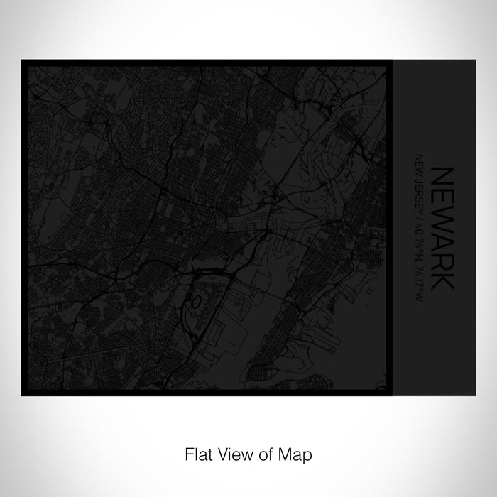 Rendered View of Newark New Jersey Map on 20oz Stainless Steel Insulated Bottle with Bamboo Top in Matte Black with printed Tactile Lines Map in Black