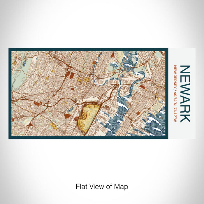 Rendered View of Newark New Jersey Map on 17oz Stainless Steel Insulated Bottle with printed woodblock style map