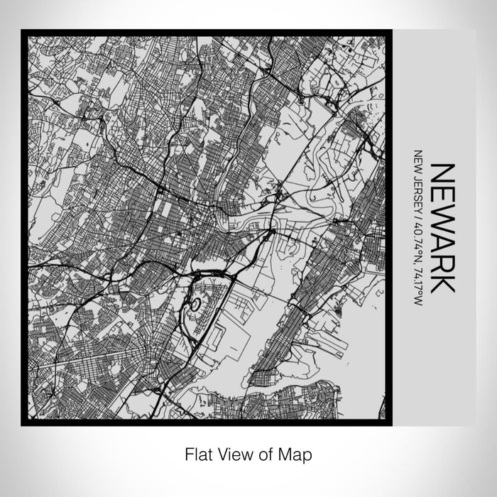 Rendered View of Newark New Jersey Map on 17oz Stainless Steel Insulated Tumbler in Tactile Lines with Succulent in Background