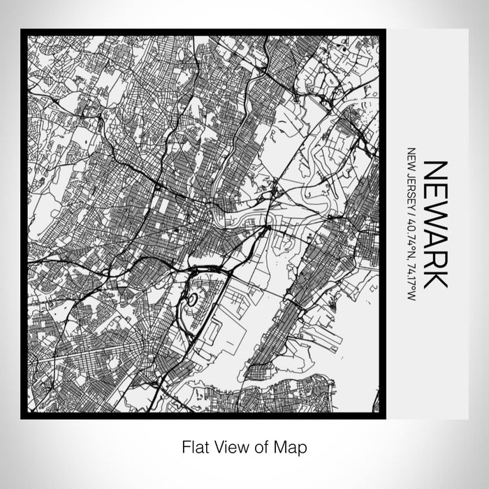 Rendered View of Newark New Jersey Map on 17oz Stainless Steel Insulated Tumbler in Matte White with Tactile Lines