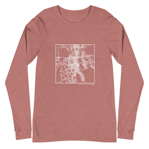 New Bedford Massachusetts  Map Unisex Long-Sleeve T-shirt with City inscription in Heather Mauve
