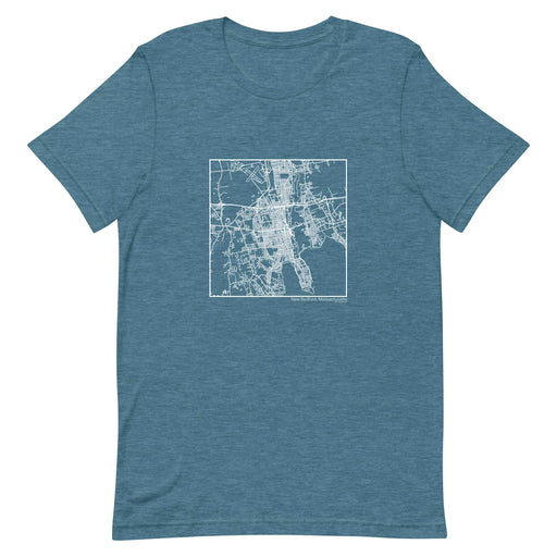 New Bedford Massachusetts  Map Unisex T-Shirt with City inscription in Heather Teal