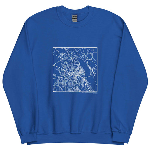 New Bern North Carolina  Map Unisex Crewneck Sweater with City inscription in Royal Blue