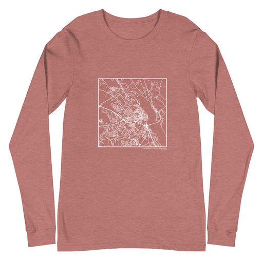 New Bern North Carolina  Map Unisex Long-Sleeve T-shirt with City inscription in Heather Mauve