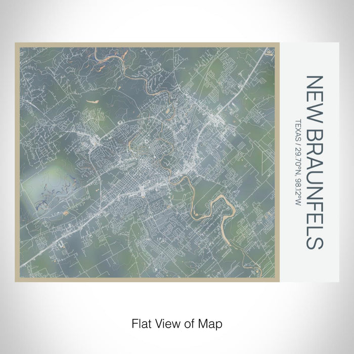 Rendered View of New Braunfels Texas Map on 20oz Stainless Steel Insulated Bottle with Bamboo Top with printed afternoon style map