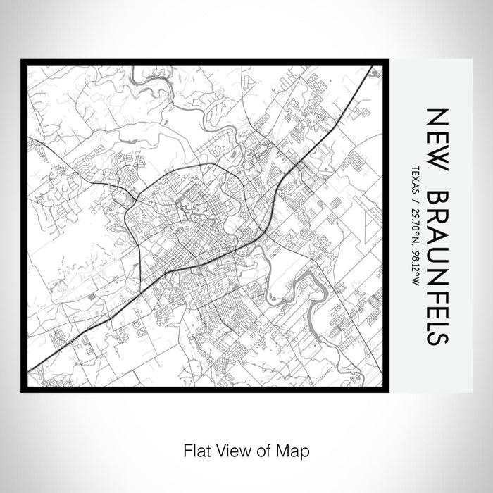 Rendered View of New Braunfels Texas Map on 20oz Stainless Steel Insulated Bottle with Bamboo Top with printed classic style map