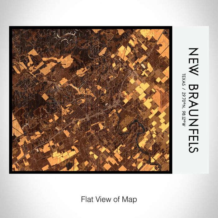 Rendered View of New Braunfels Texas Map on 20oz Stainless Steel Insulated Bottle with Bamboo Top with printed ember style map