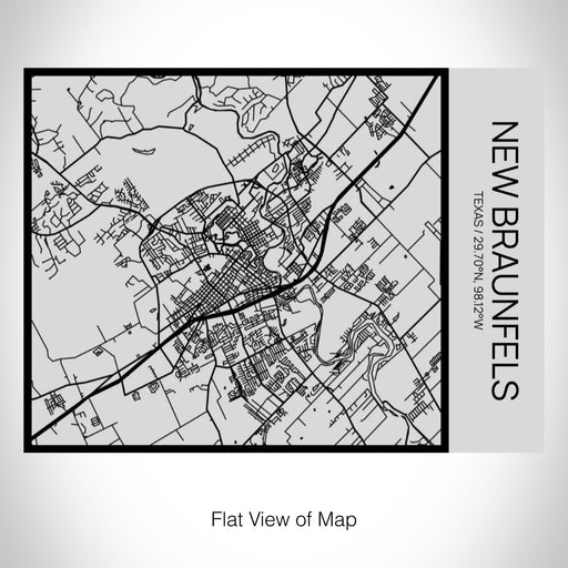 Rendered View of New Braunfels Texas Map on 20oz Stainless Steel Insulated Bottle with Bamboo Top with printed Tactile Lines Map in Black