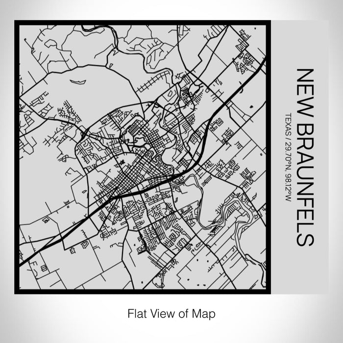 Rendered View of New Braunfels Texas Map on 17oz Stainless Steel Insulated Tumbler in Tactile Lines with Succulent in Background