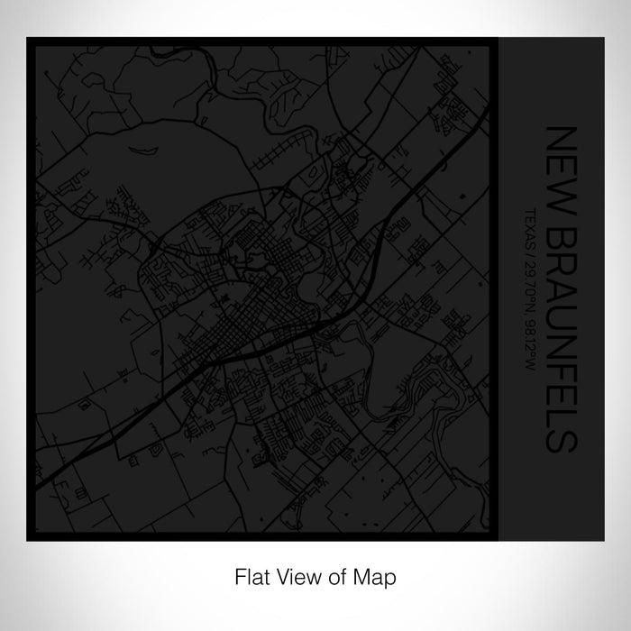 Rendered View of New Braunfels Texas Map on 17oz Stainless Steel Insulated Tumbler in Matte Black with Tactile Lines