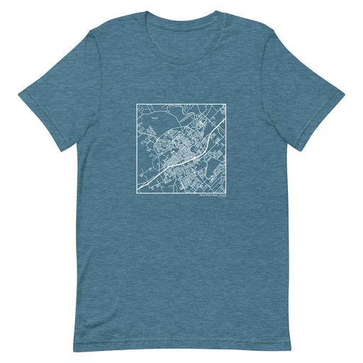 New Braunfels Texas  Map Unisex T-Shirt with City inscription in Heather Teal