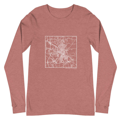 New Castle Pennsylvania  Map Unisex Long-Sleeve T-shirt with City inscription in Heather Mauve