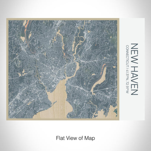 Rendered View of New Haven Connecticut Map on 20oz Stainless Steel Insulated Bottle with Bamboo Top with printed afternoon style map