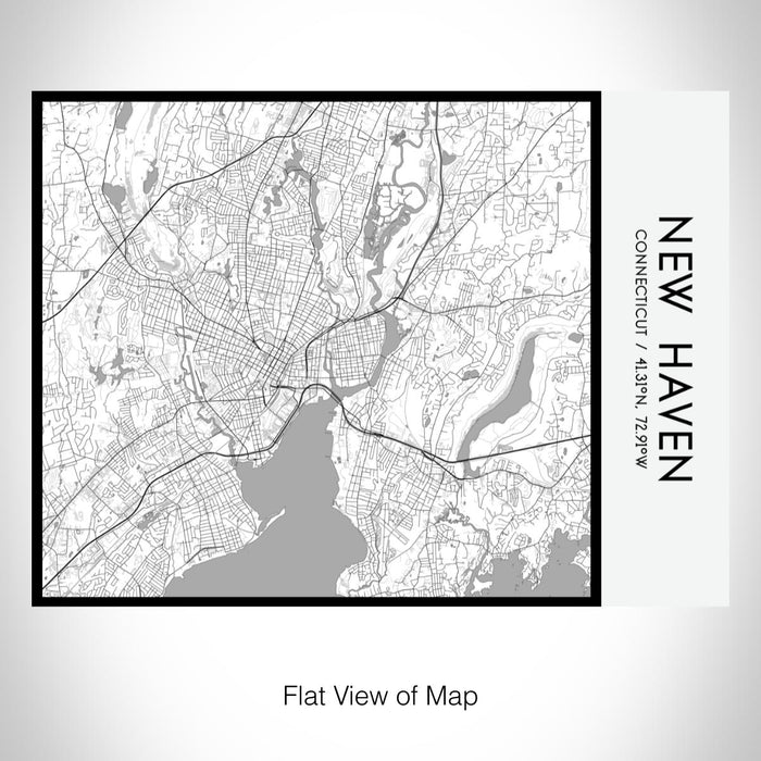 Rendered View of New Haven Connecticut Map on 20oz Stainless Steel Insulated Bottle with Bamboo Top with printed classic style map