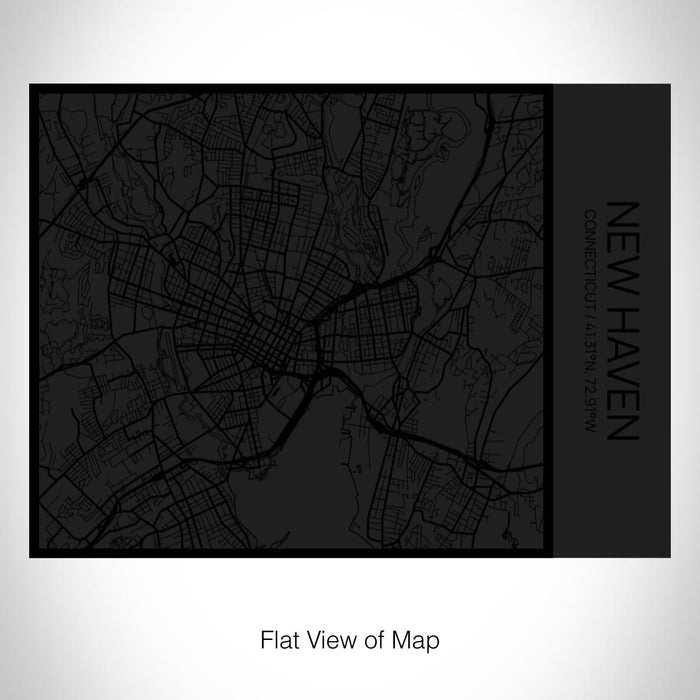 Rendered View of New Haven Connecticut Map on 20oz Stainless Steel Insulated Bottle with Bamboo Top in Matte Black with printed Tactile Lines Map in Black