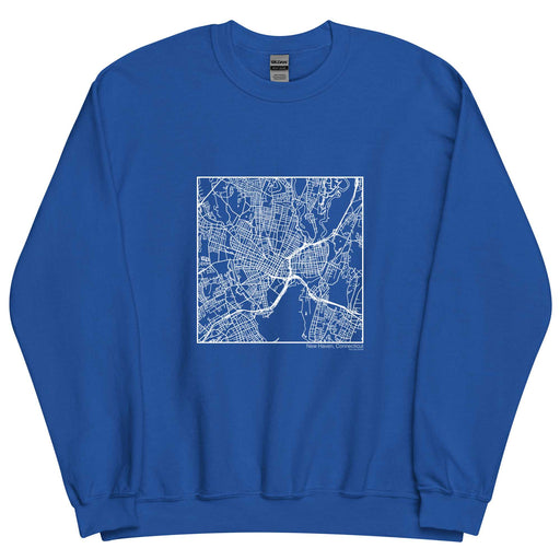 New Haven Connecticut  Map Unisex Crewneck Sweater with City inscription in Royal Blue
