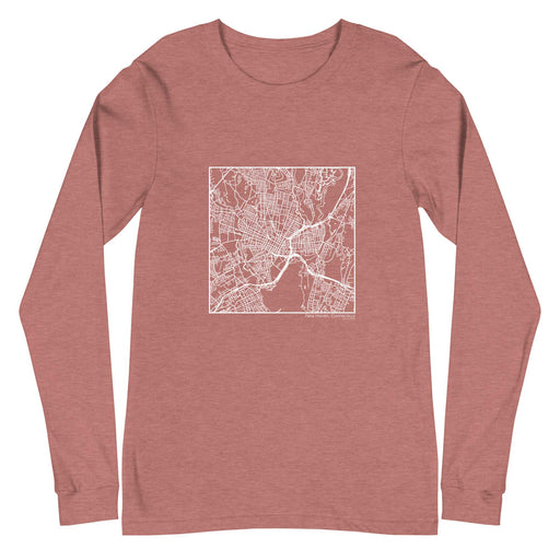 New Haven Connecticut  Map Unisex Long-Sleeve T-shirt with City inscription in Heather Mauve
