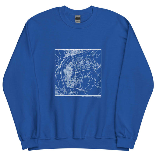 New Kensington Pennsylvania  Map Unisex Crewneck Sweater with City inscription in Royal Blue