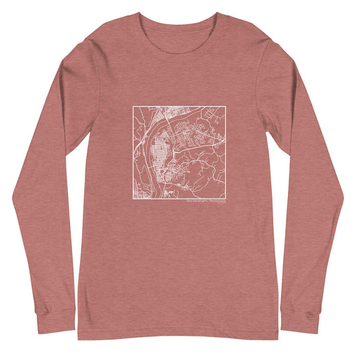 New Kensington Pennsylvania  Map Unisex Long-Sleeve T-shirt with City inscription in Heather Mauve