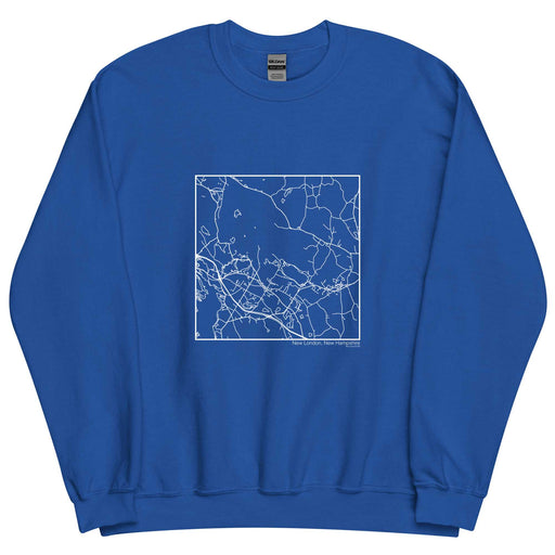 New London New Hampshire  Map Unisex Crewneck Sweater with City inscription in Royal Blue