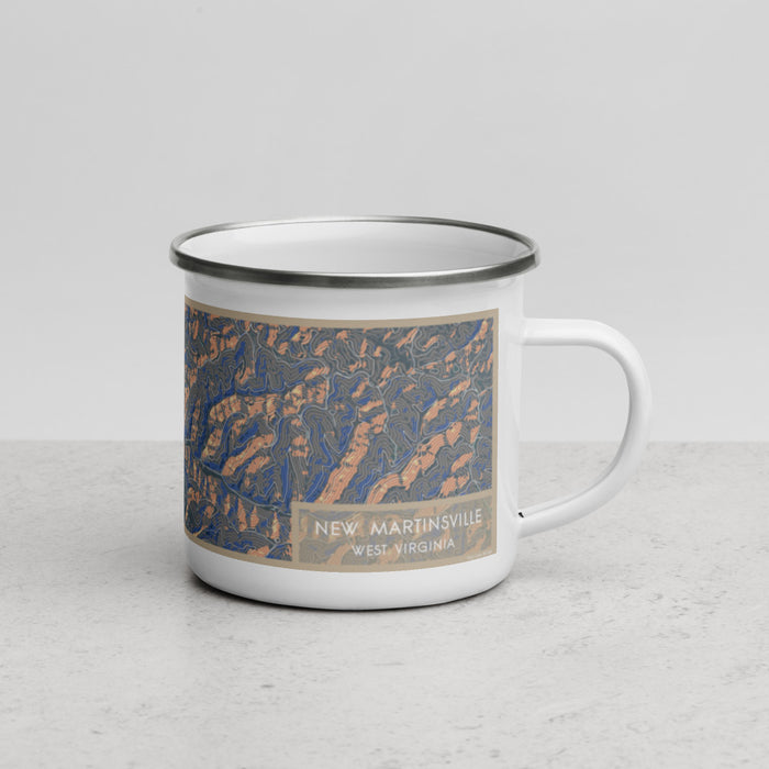 Right View Custom New Martinsville West Virginia Map Enamel Mug in Afternoon
