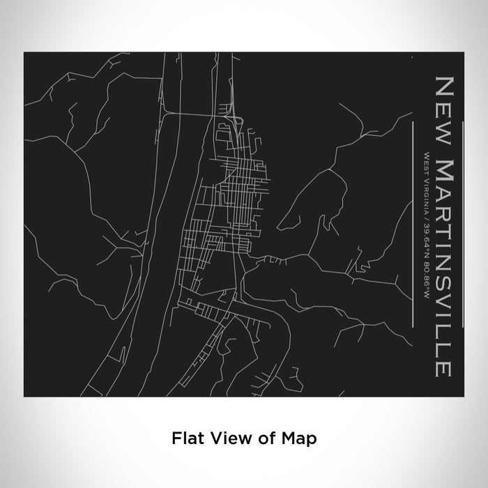 Rendered View of New Martinsville West Virginia Map Engraving on 20oz Stainless Steel Insulated Bottle with Bamboo Top in Black