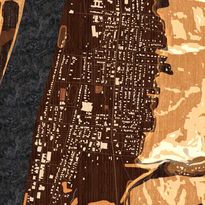 New Martinsville West Virginia Map Print in Ember Style Zoomed In Close Up Showing Details