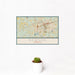 12x18 Newnan Georgia Map Print Landscape Orientation in Woodblock Style With Small Cactus Plant in White Planter